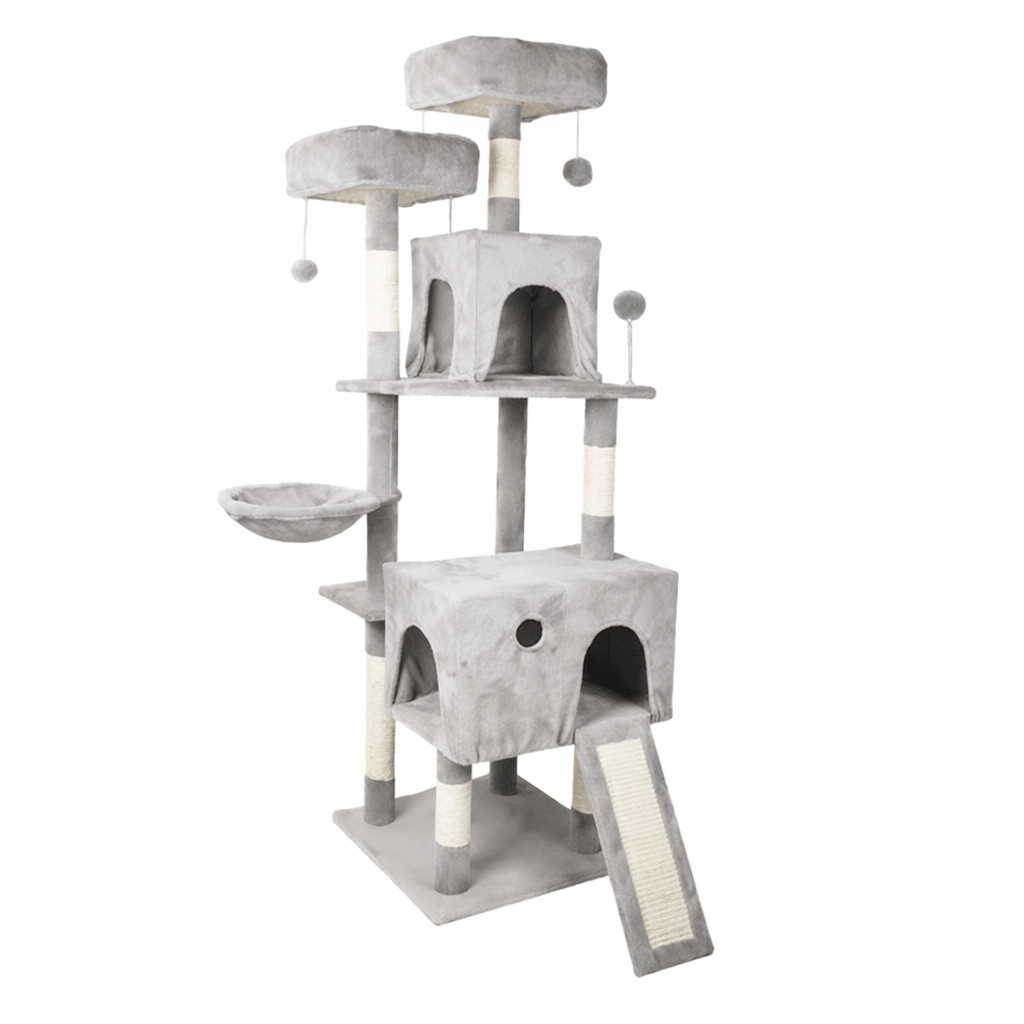 arbre à chat 162cm gris clair robuste