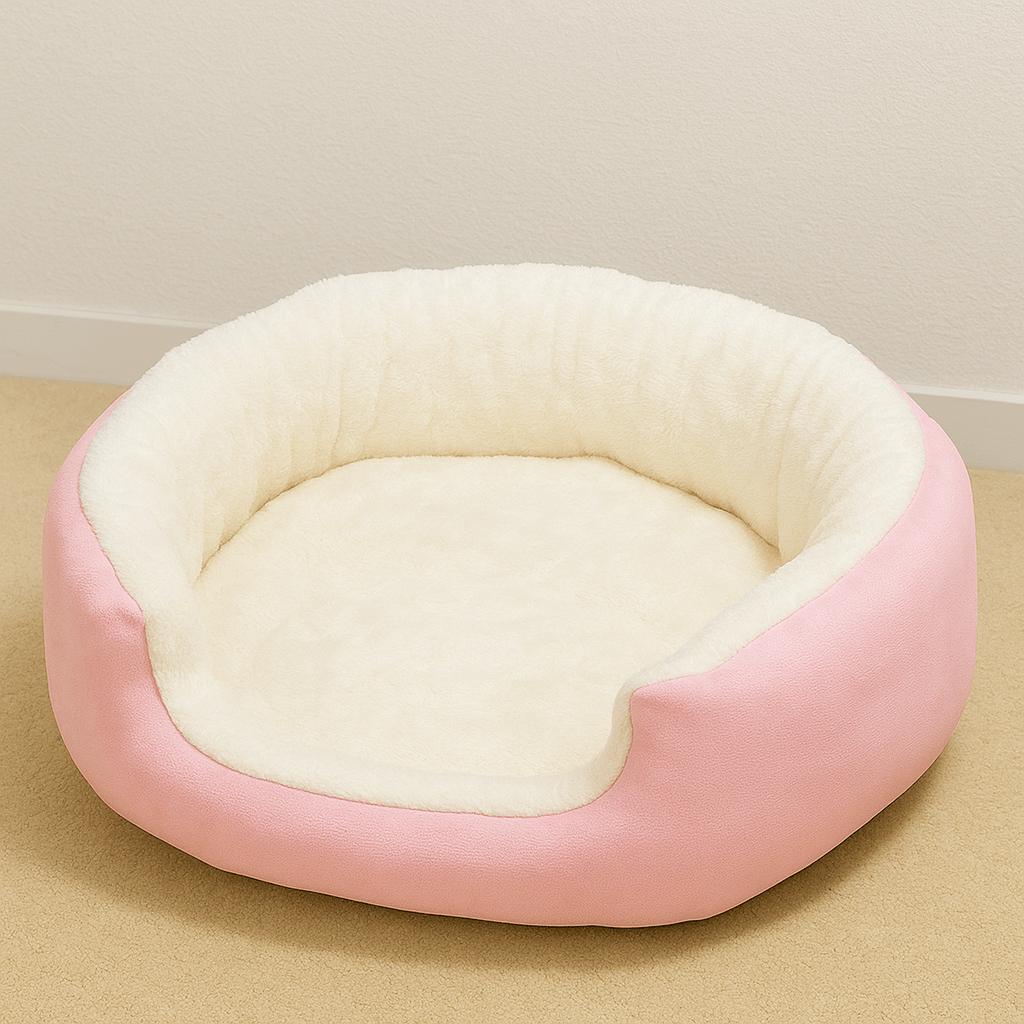 chat panier rose rond doux