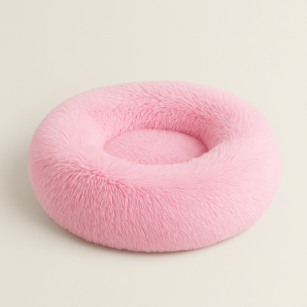 coussin chat peluche douce en rond rose