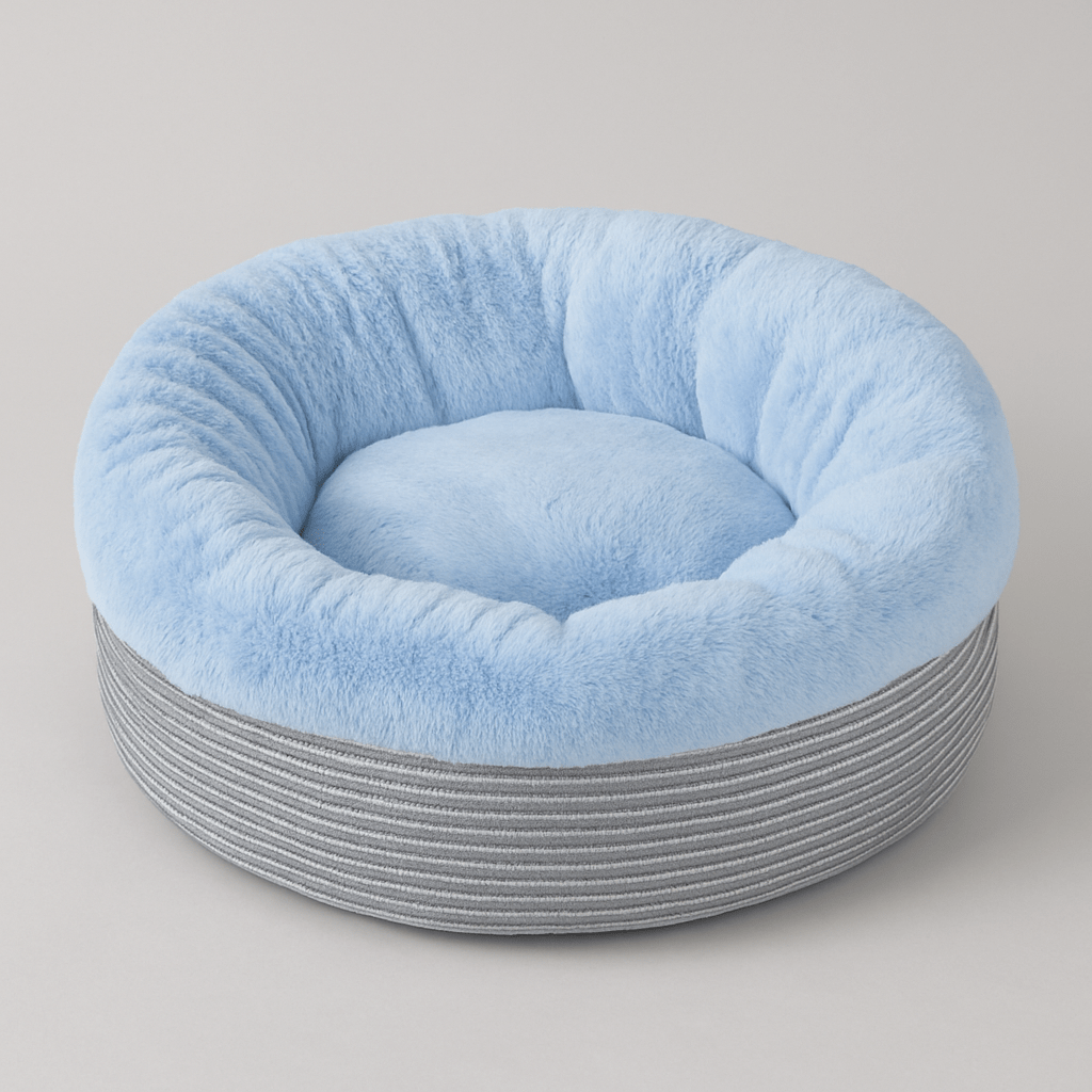 coussin pour chat rond douillet doux bleu