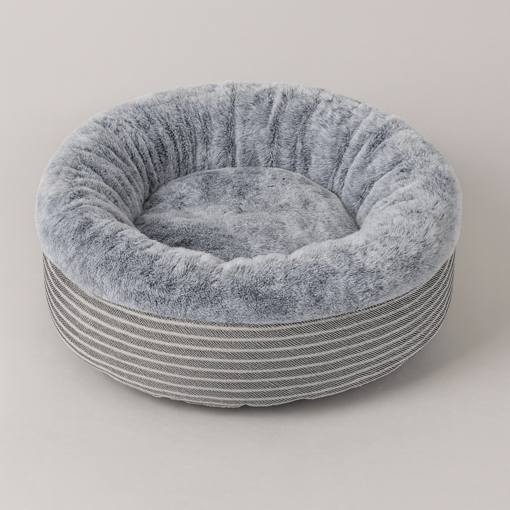 coussin pour chat rond douillet doux gris