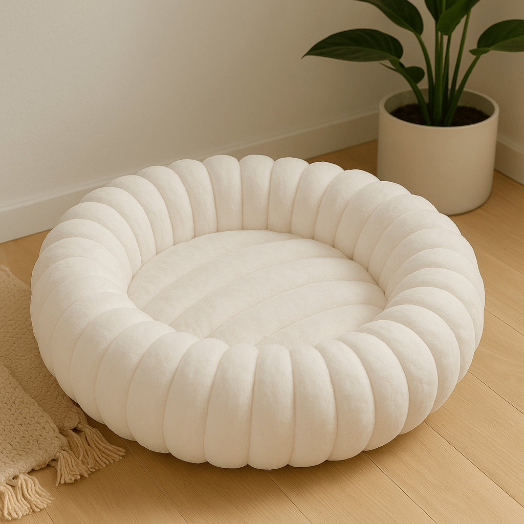 coussin pour chat rond doux chaud blanc
