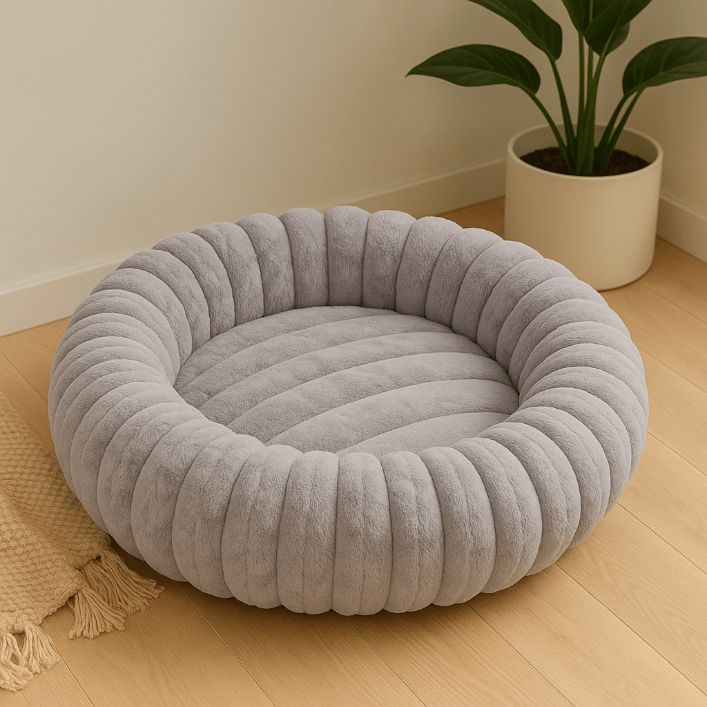 coussin pour chat rond doux chaud gris