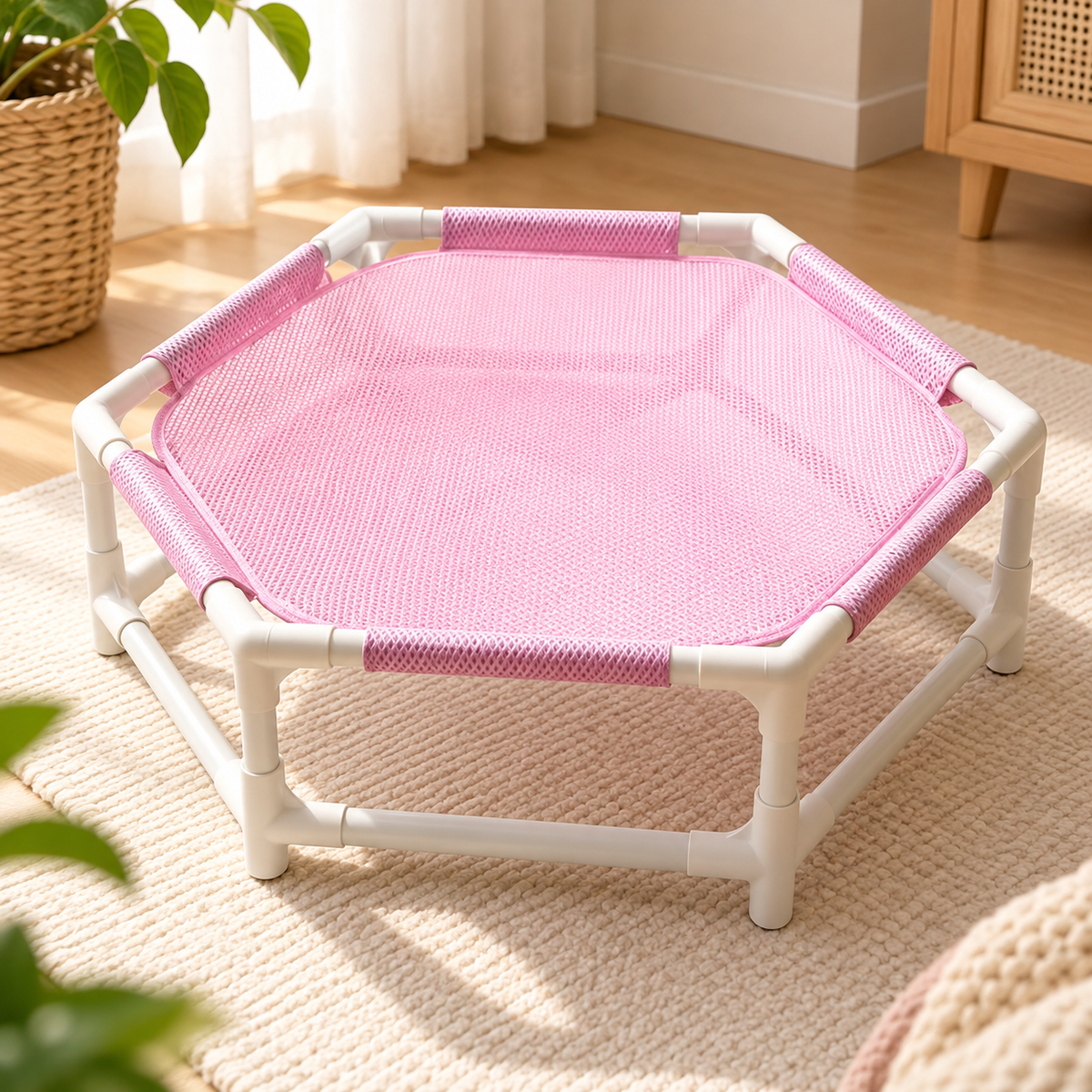 hamac chat sur pied respirant rose
