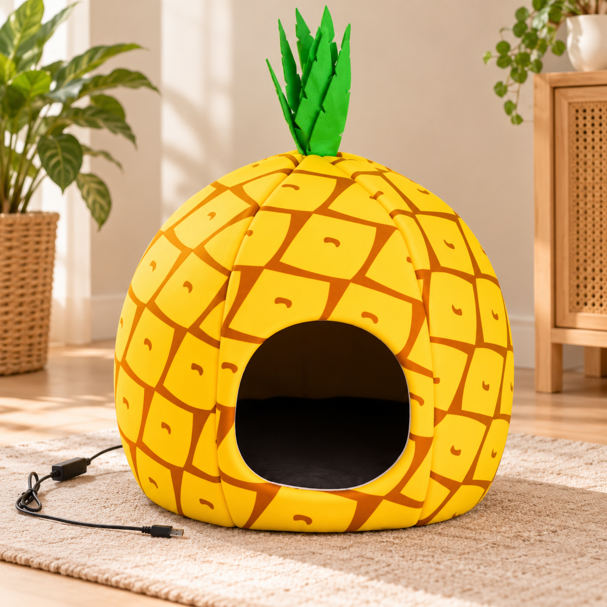 niche chat chauffante design ananas