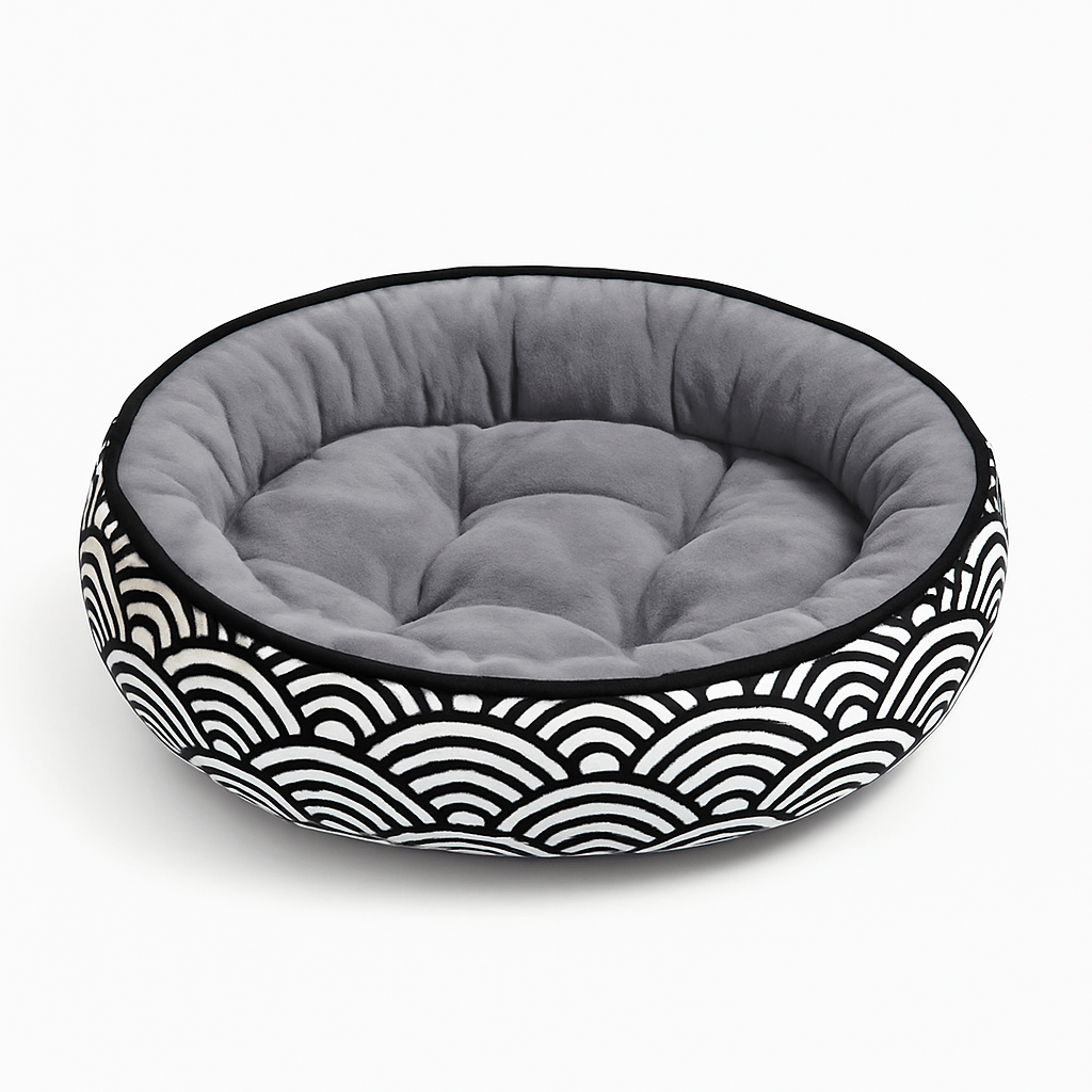 panier chat forme donut motif vagues