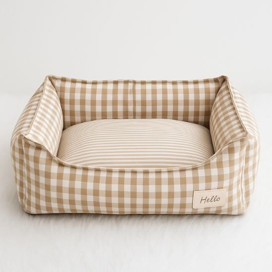 panier pour chat rayure abricot