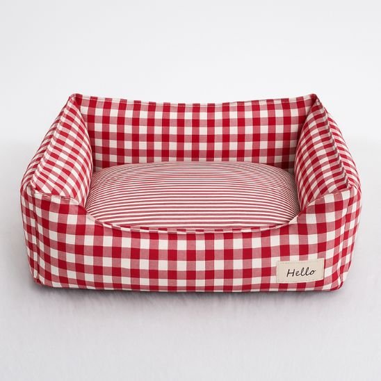 panier pour chat rayure rouge