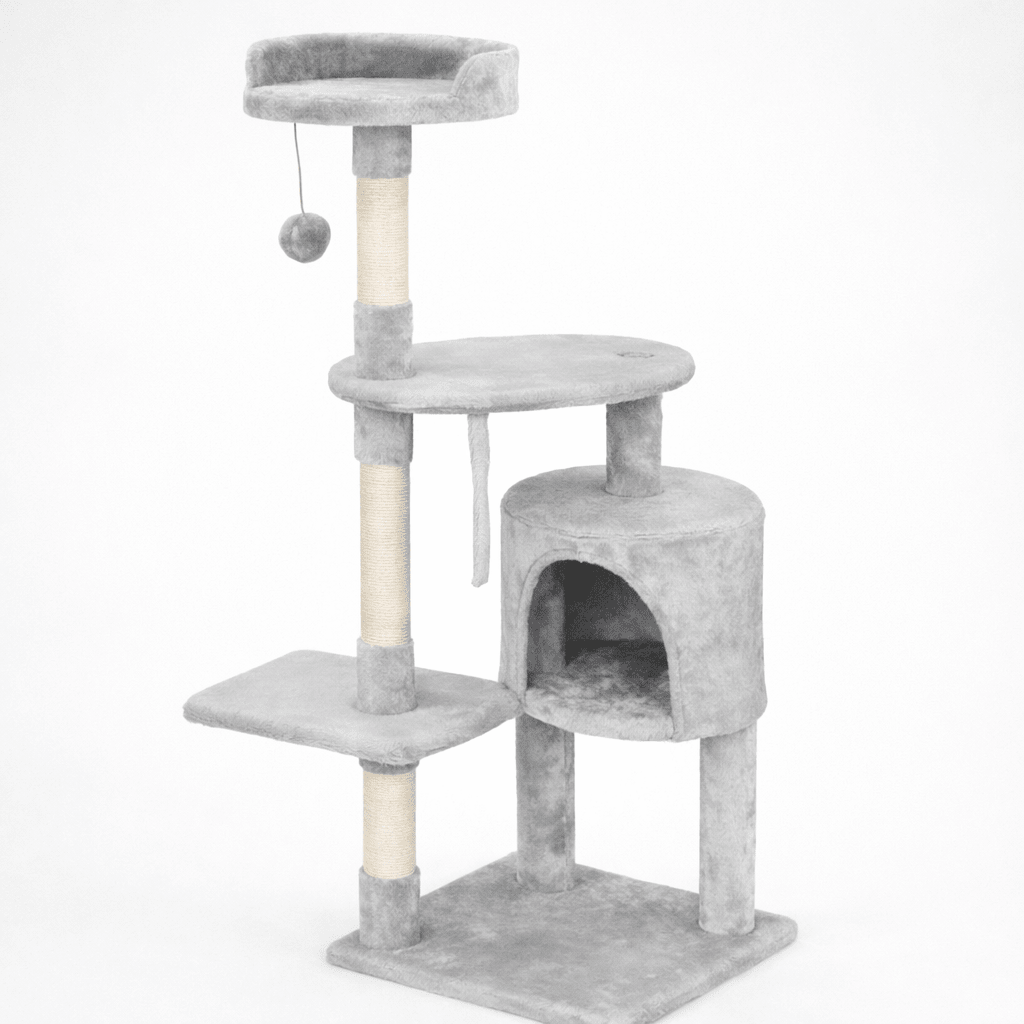 arbre a chat 112cm gris clair stable confortable