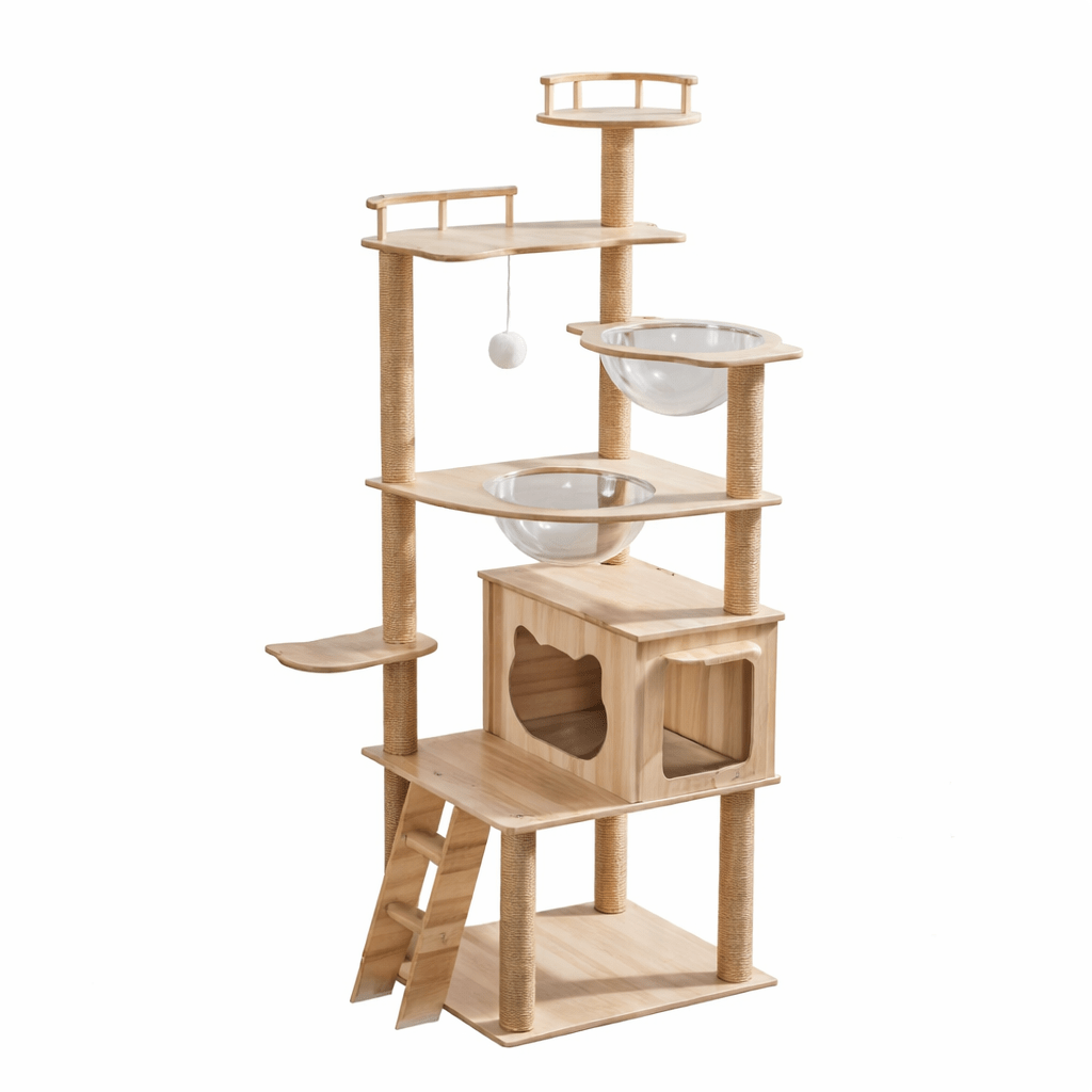 arbre a chat en bois massif 170cm spacieux
