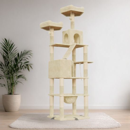 arbre à chat en bois xxl jaune