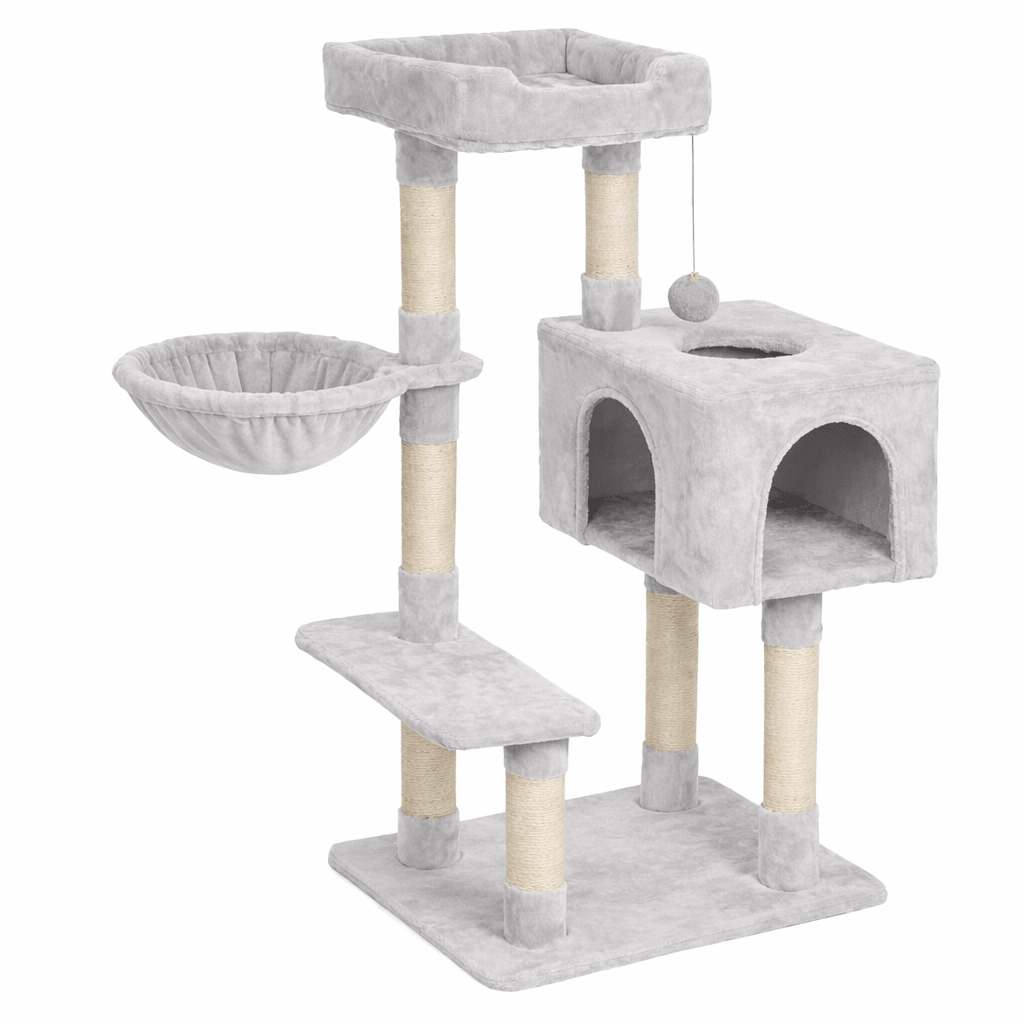 arbre à chat petite taille confortable gris clair