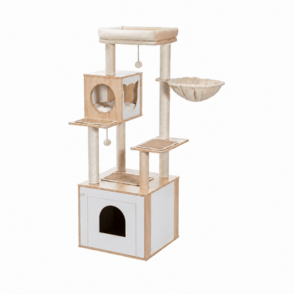 arbre a chat scandinave multi espaces bois multifonctions