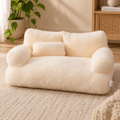 canape chat moelleux peluches confortables beige