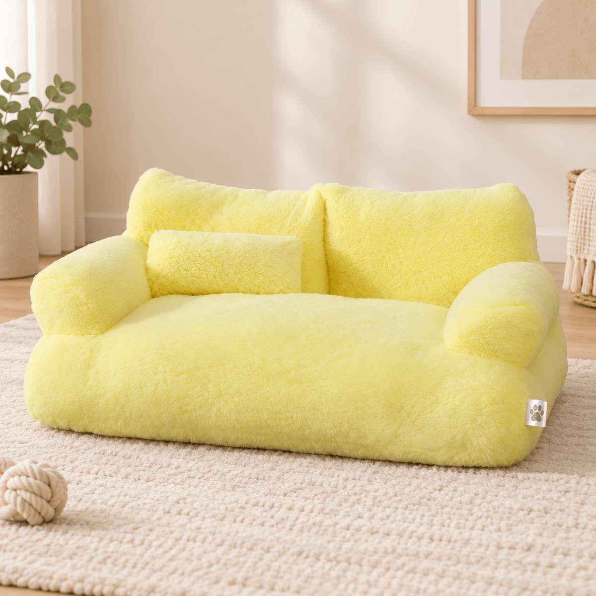 canape chat moelleux peluches confortables jaune