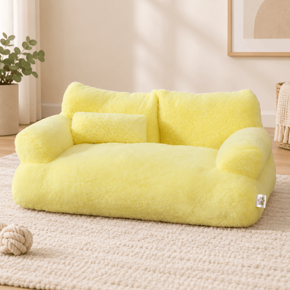 canape chat moelleux peluches confortables jaune