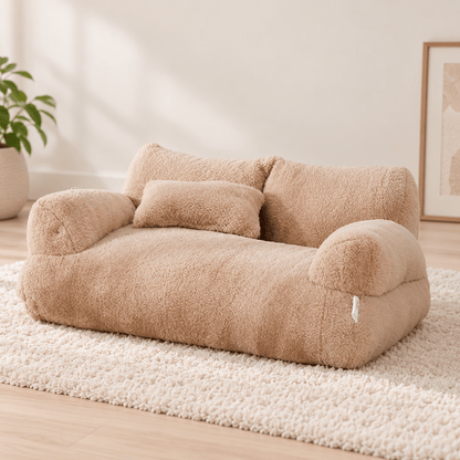 canape chat moelleux peluches confortables kaki