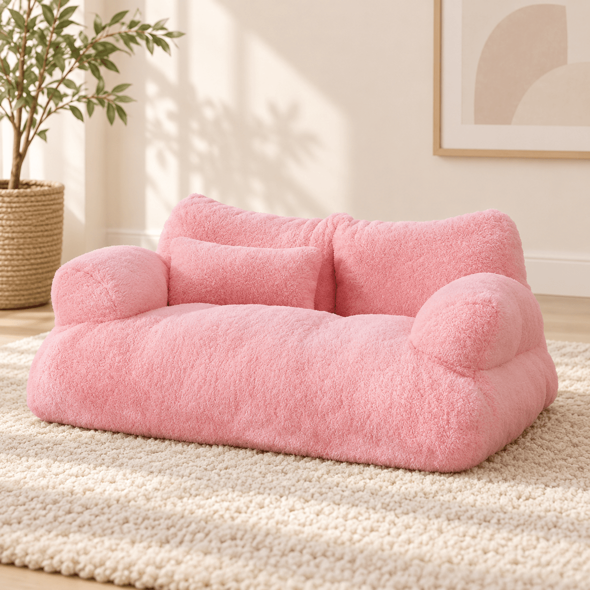 canape chat moelleux peluches confortables rose