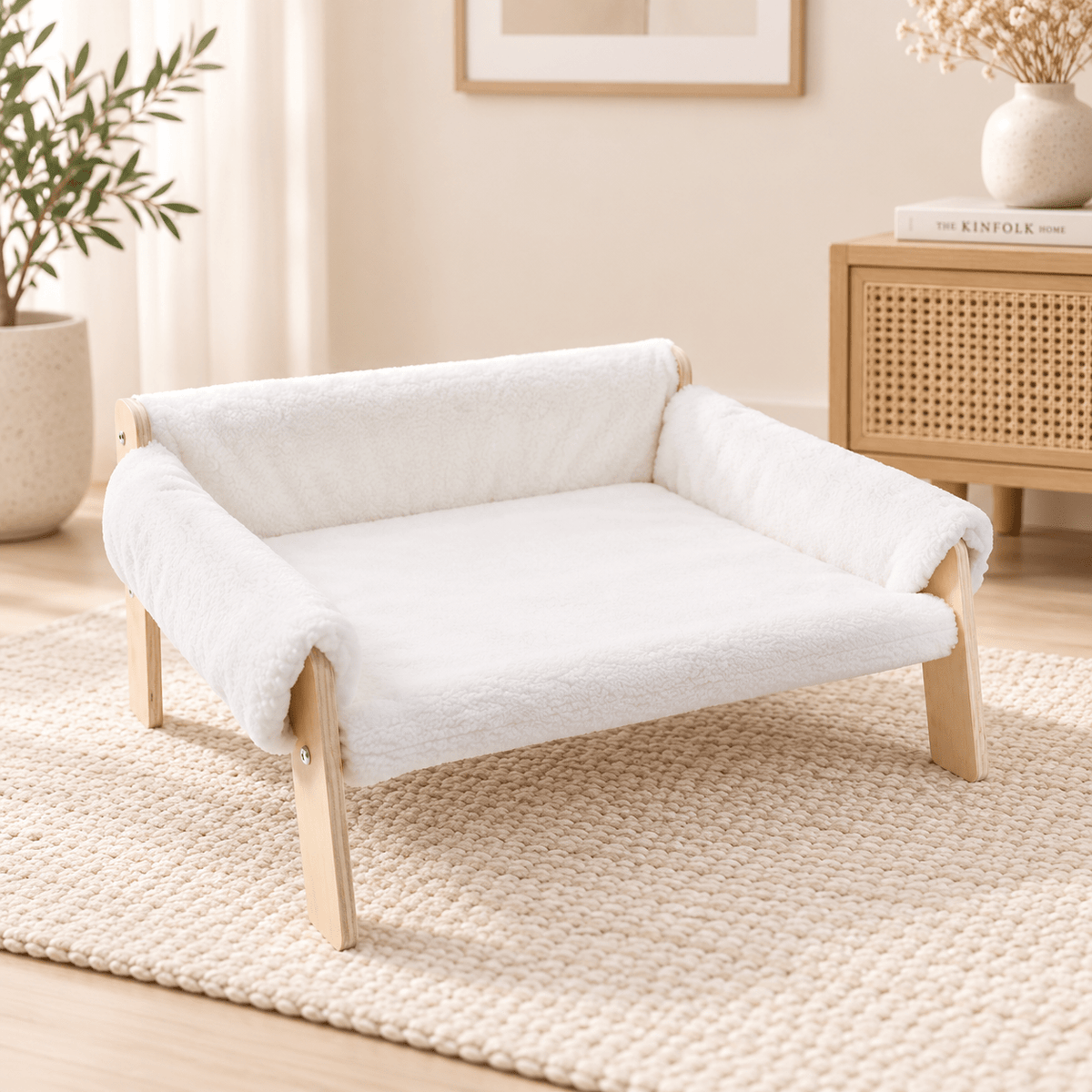 canape chat ultra confortable eleve blanc
