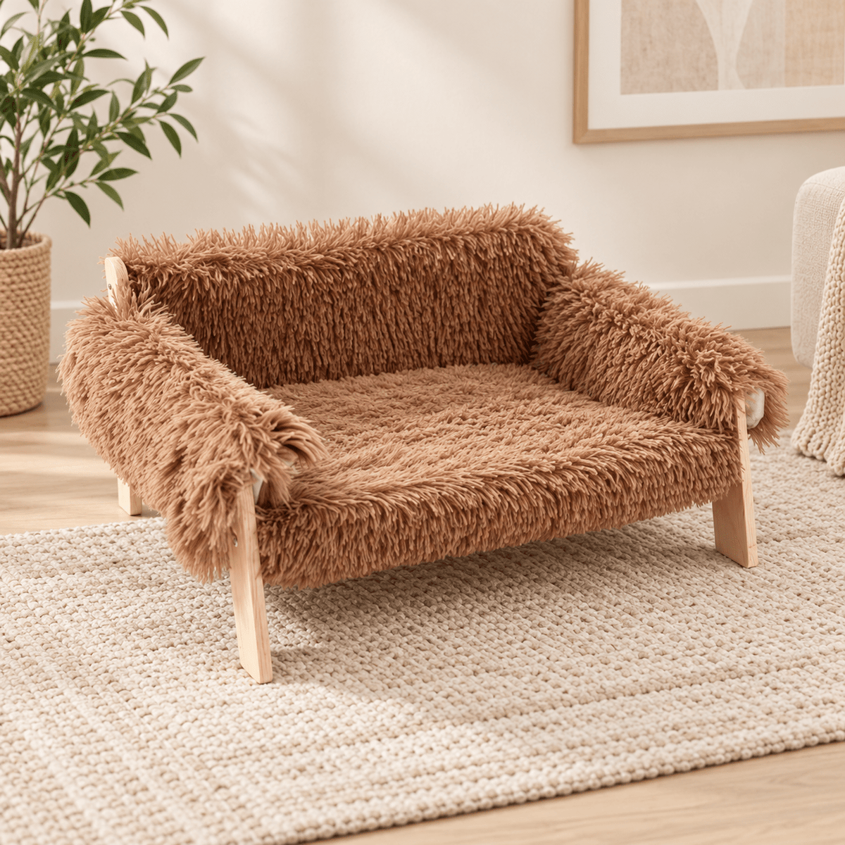 canape chat ultra confortable eleve marron