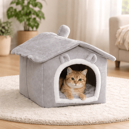 chat allonge paisiblement dans maison chat douce confortable grise
