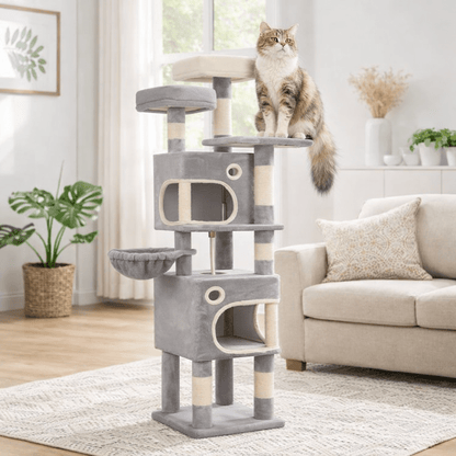 chat assis dans arbre a chat 159cm confortable