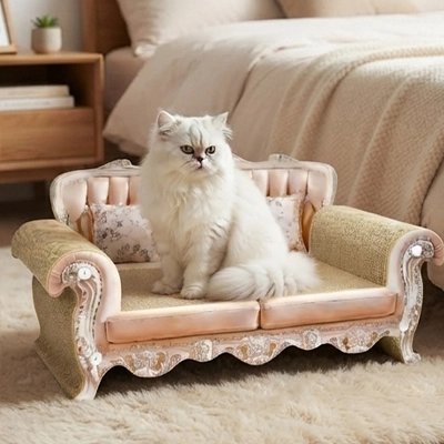 chat blanc assis sur canape pour chat design luxueux