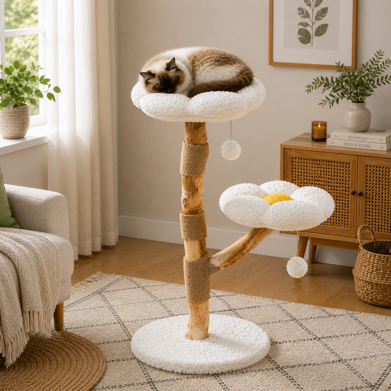 chat dormant dans arbre a chat nuage design confortable