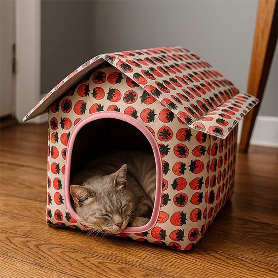 chat dormant dans niche pour chat extérieur impermeable rouge