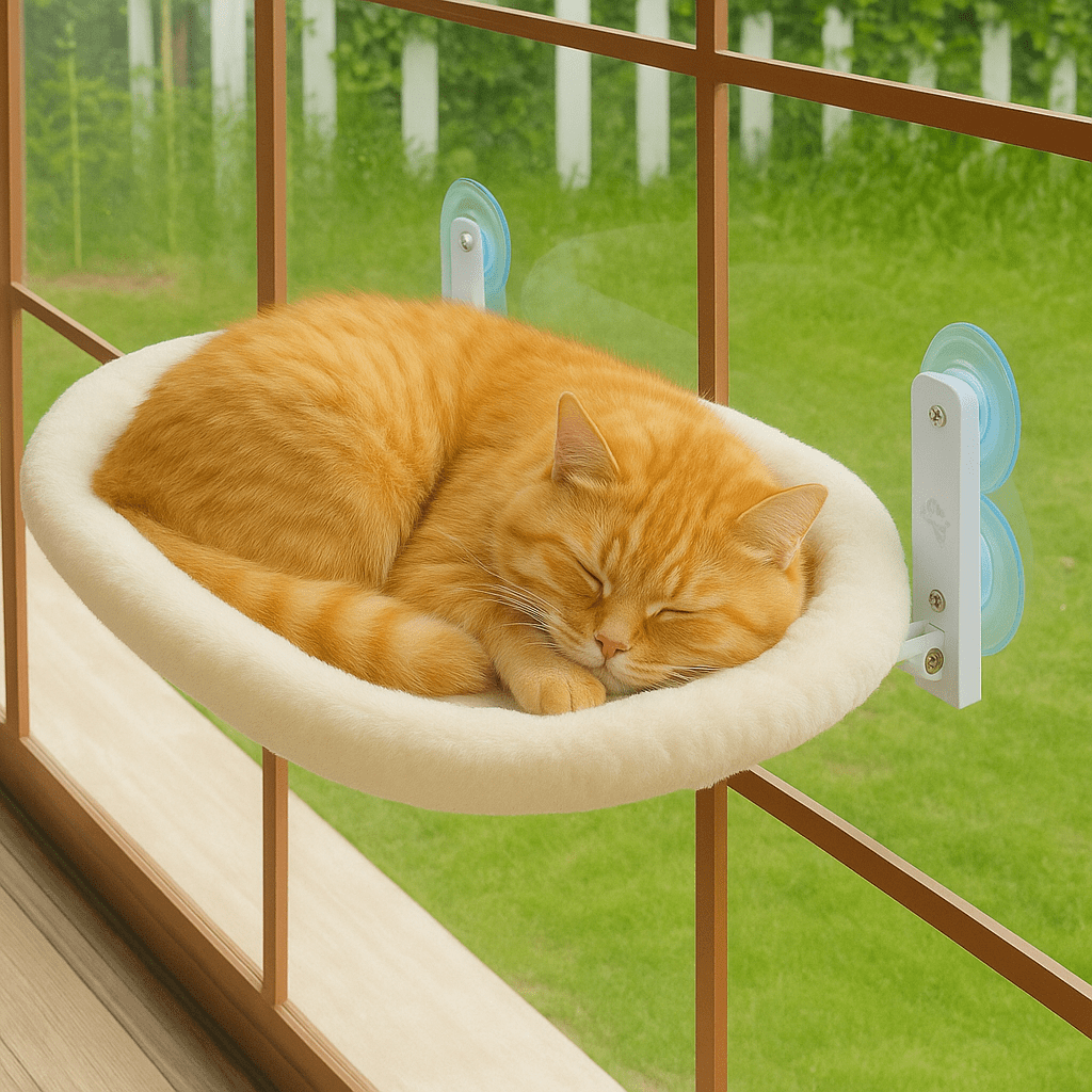 chat endormi sur hamac chat fenetre blanc doux confortable