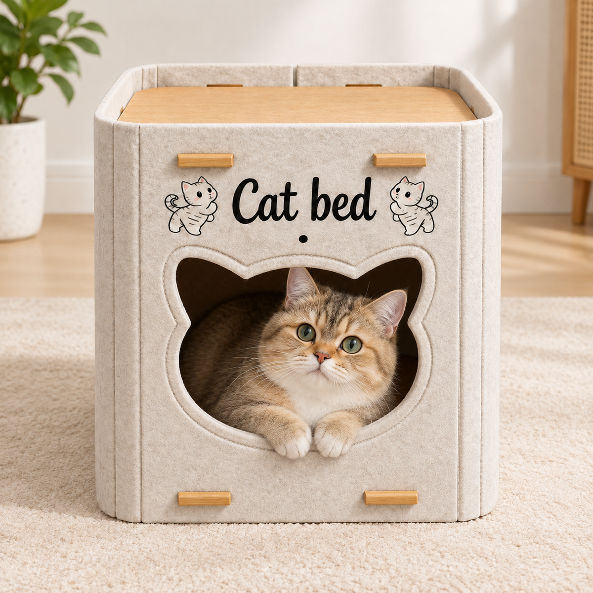chat mignon dans niche chat design feutre