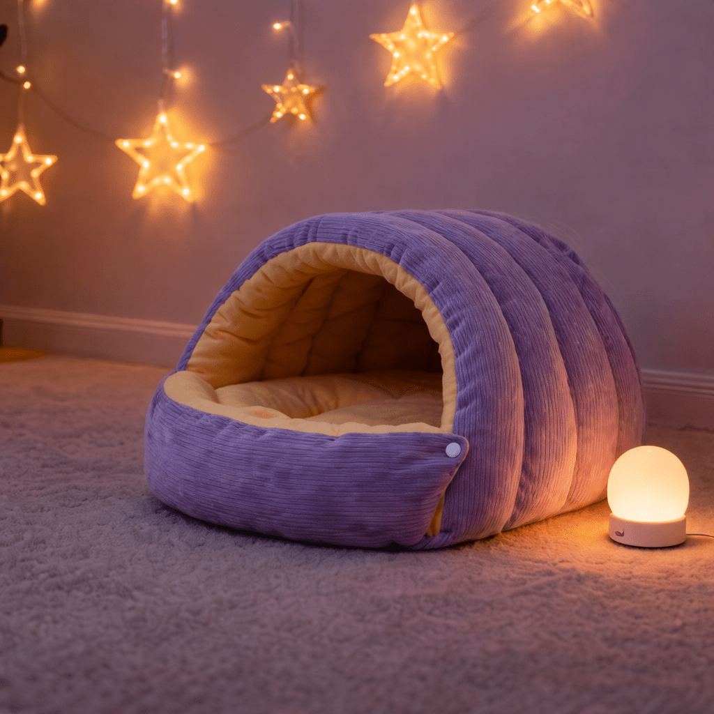 chat niche chaude semi fermee violet