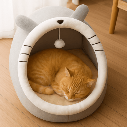 chat orange dans niche pour chat gris confortable design chat