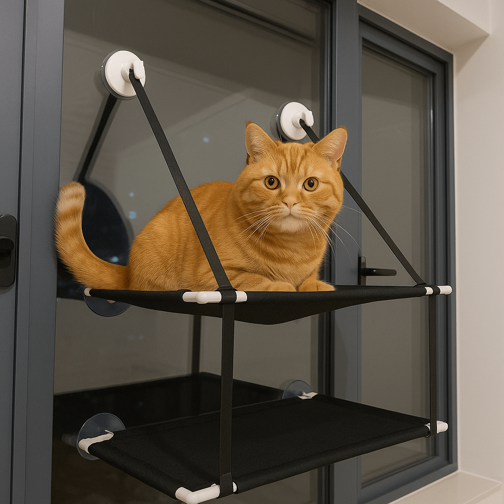chat orange sur hamac chat fenetre double etage noir confortable