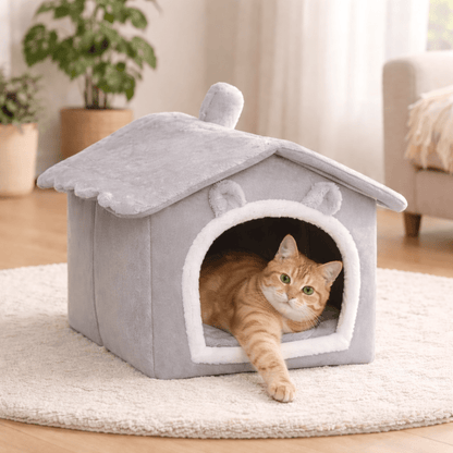 chat paisible dans maison chat douce confortable grise
