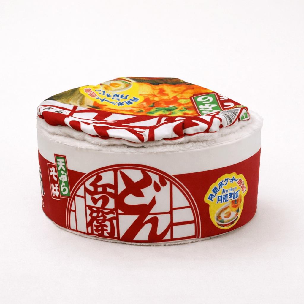 chat panier rouge rond design nouille