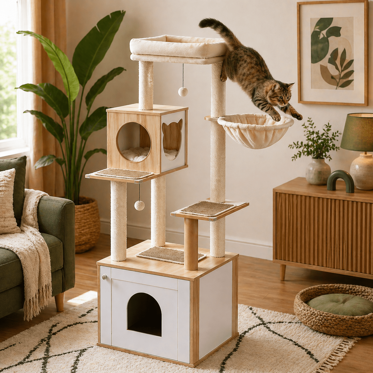chat sautant arbre a chat scandinave bois multifonctions