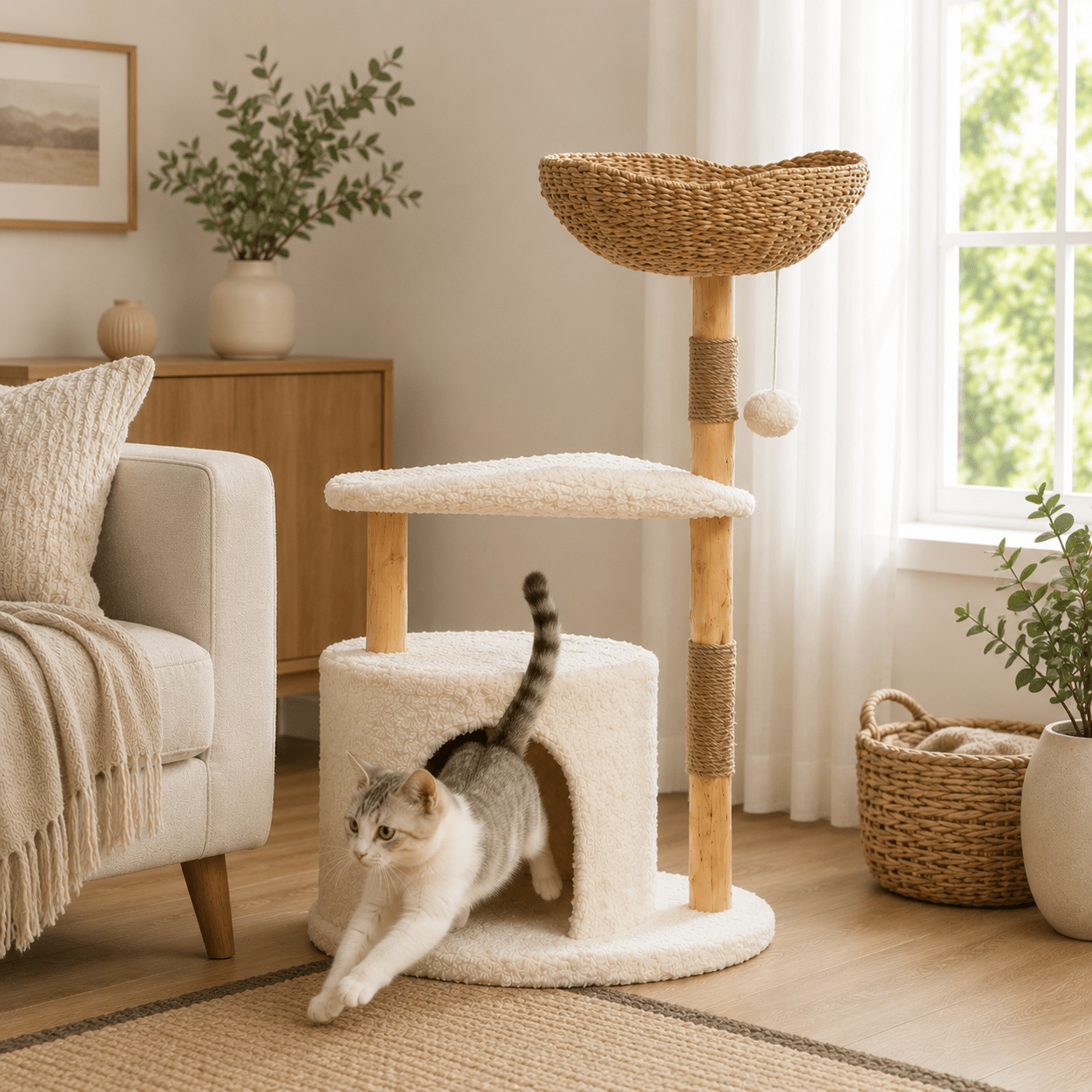 chat sortant arbre a chat nuage ultra doux