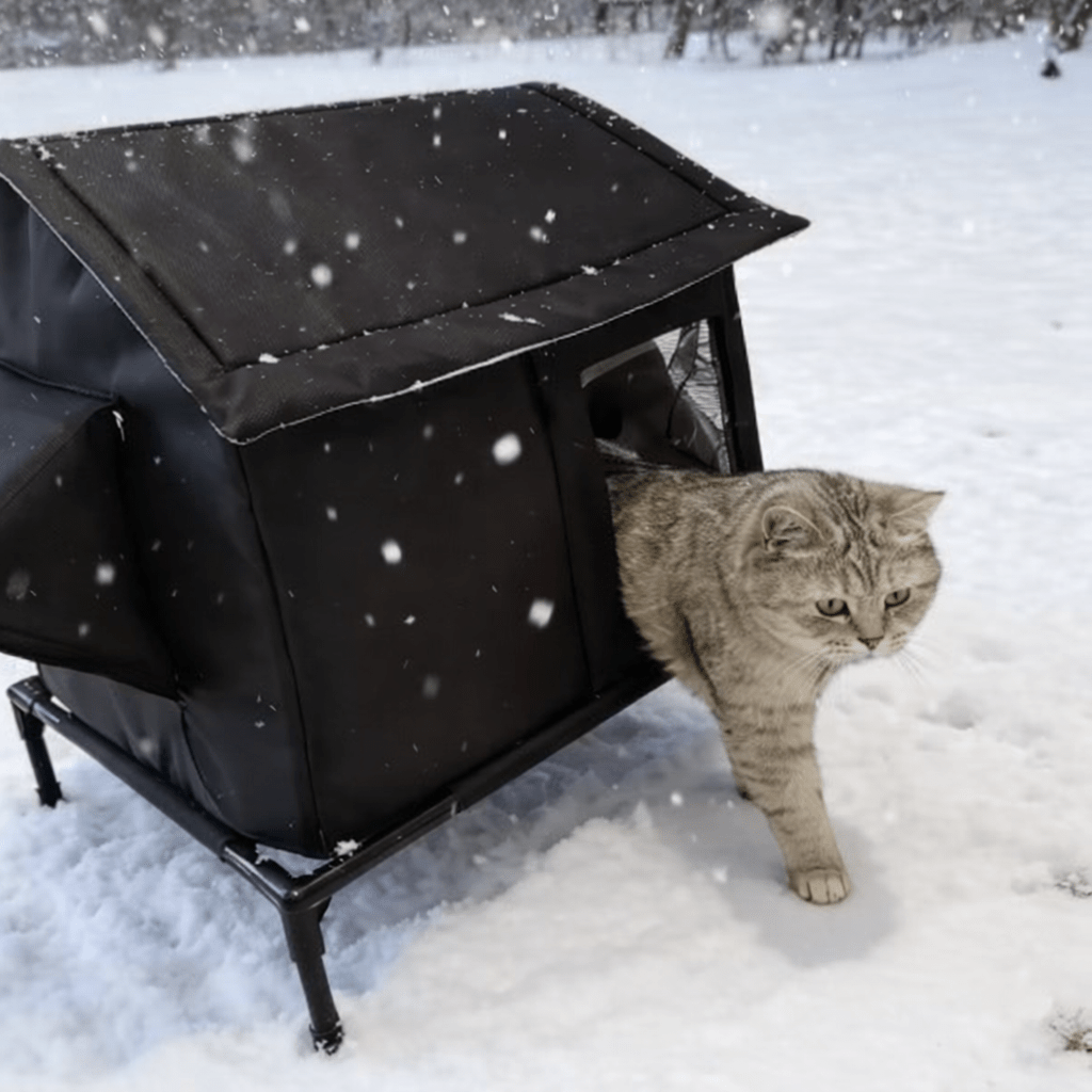 chat sortant maison chat exterieur elevee isolee noire