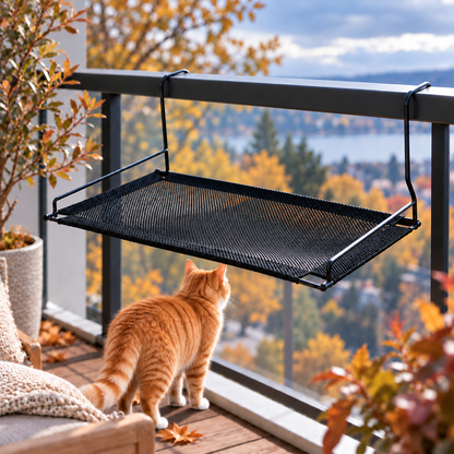 chat sous hamac chat suspendu robuste acier noir