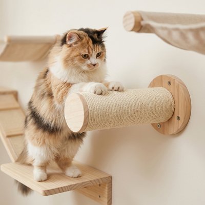 chat sur poteau arbre a chat mural stable