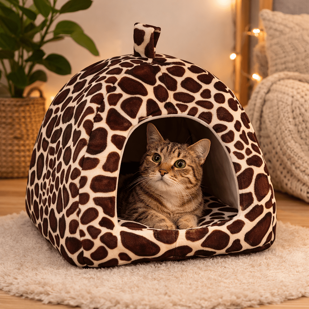 chat tigre allonge dans chat niche design leopard confortable