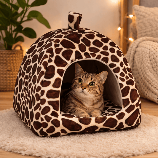 chat tigre allonge dans chat niche design leopard confortable
