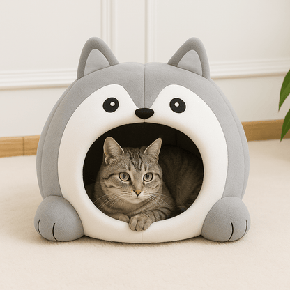 chat tigre couche dans niche pour chat design loup confortable