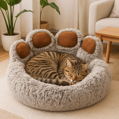 chat tigre dans coussin chat forme patte ours doux brun