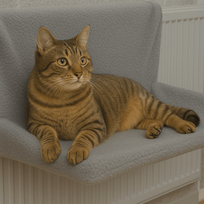 chat tigre sur hamac pour chat radiateur gris rectangulaire doux