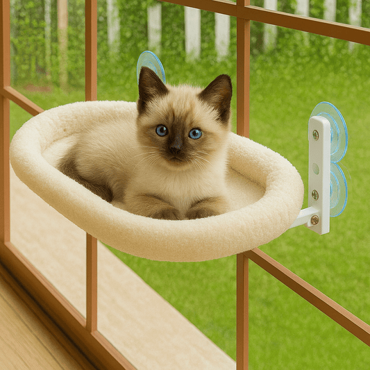 chaton mignon sur hamac chat fenetre blanc doux confortable