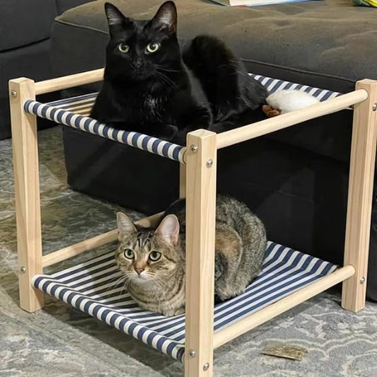 chats couches dans hamac pour chat double bleu confortable