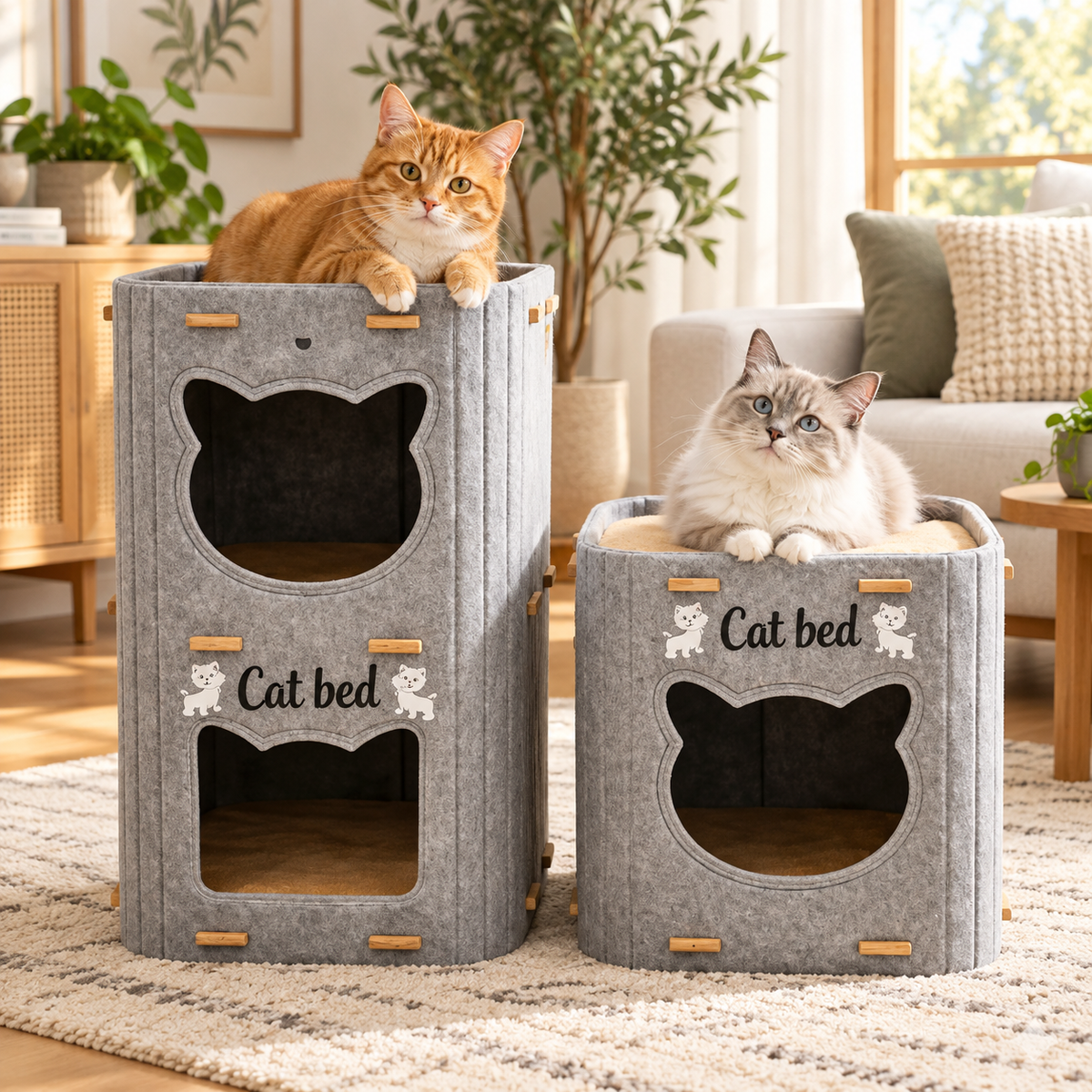 chats couches sur niche chat design feutre