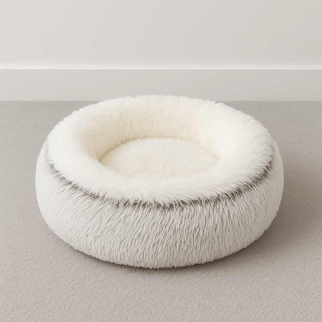 coussin à chat rond brun doux
